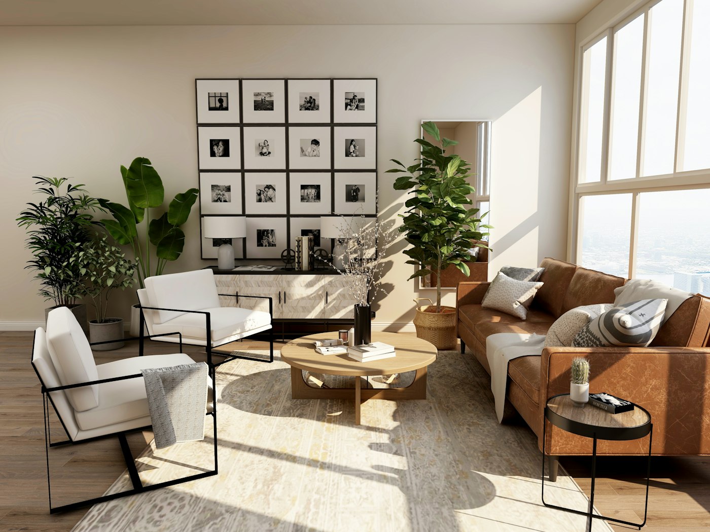 A beautifully styled, optimized vacation rental living room